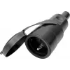 Conector fêmea de rede Bachmann conector fêmea de borracha maciça CEE7/3 com tampa removível, certificado VDE, IP44, preto