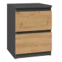 Mesa de cabeceira Topeshop M2 ANTRACYT/ARTISAN 2 gavetas antracite carvalho madeira