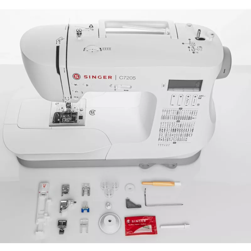 Singer C7205 máquina de costura computorizada, 200 pontos, 8 casas de botão, branca