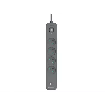 Régua de tomadas TRACER TRALIS47026 com cabo 1,5 m, 4 portas USB e PD 18W