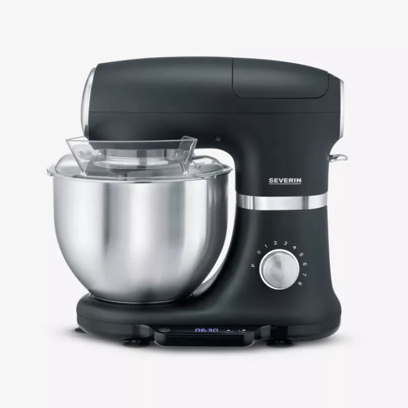 Robot de cozinha Severin KM 3898 1000 W 5,5 L preto aço escovado prateado