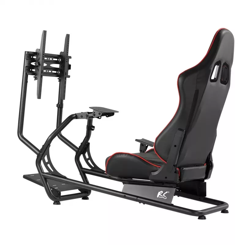 Cadeira gaming NanoRS RS160, suporte para simulador de corrida 3-em-1, para PC, consolas, jogadores, revestimento em pele sintética, suporte para volante, suporte de TV até 50 polegadas, VESA máx. 400x400