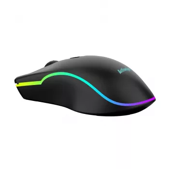 Rato gaming com fios aquecido ActiveJet AMY-W390 — ambidestro, ótico 2000 DPI, USB Type-A, 4 botões, preto