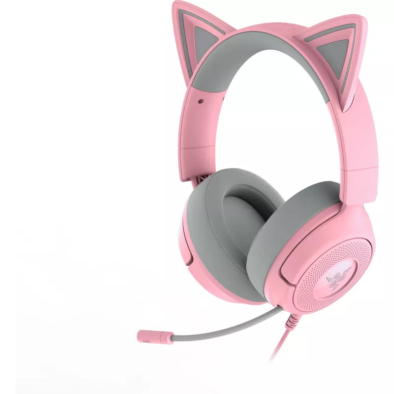 Auscultadores Razer Kraken Kitty V3 X — Com fios, USB Type-A, Over-Ear, 20–28kHz, cabo de 1,3 m, Rosa