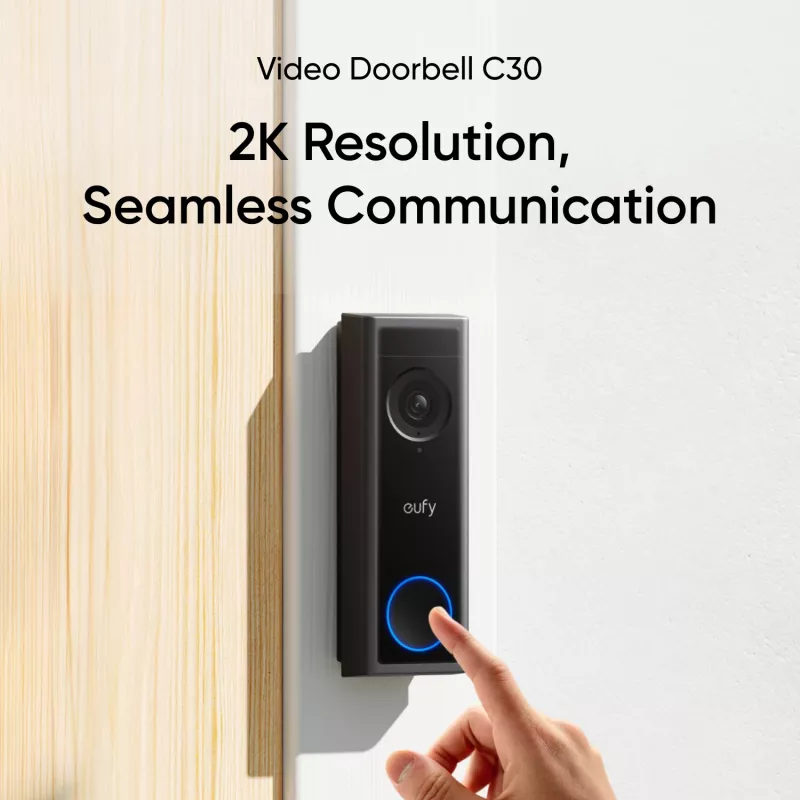 Campainha de vídeo Eufy C30 2K FHD — campainha inteligente sem fios, resolução 2K, áudio bidirecional, deteção de movimento