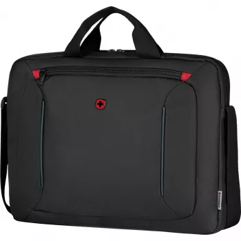 Mala para portátil Wenger BQ 16 Slimcase Toploader preto — compatível com portáteis de 16 polegadas, design toploader, compartimento acolchoado