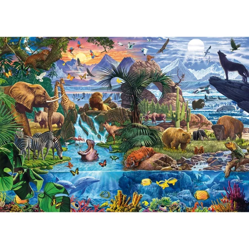 Jigsaw Puzzle 1000 pcs, schmidt spiele Panorama of the Animal World, modelo 58866
