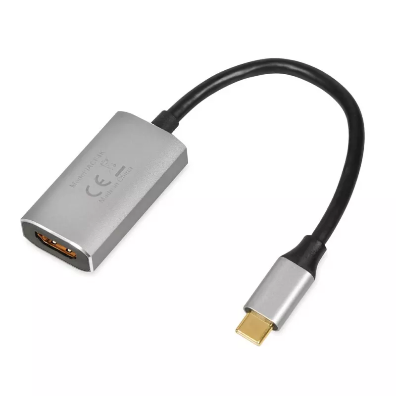 Cabo adaptador IBOX USB-C para HDMI, modelo IACFAK, USB-C (macho) para HDMI (fêmea), 4K 60 Hz, fichas retas, prateado
