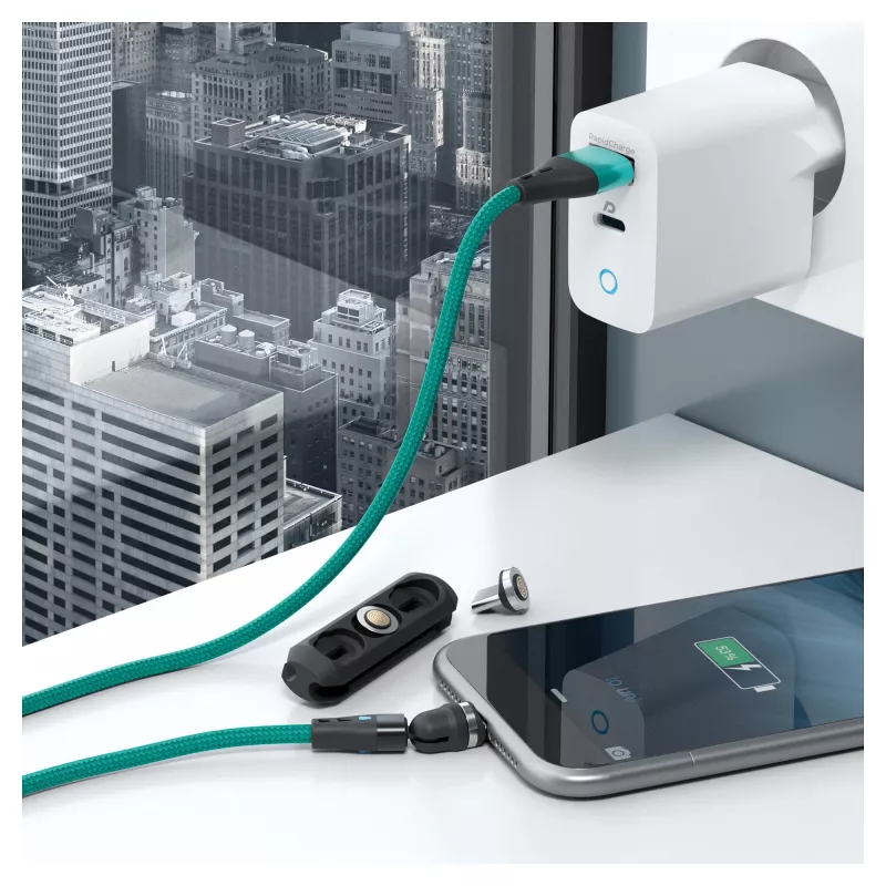 Cabo USB RealPower MagneticCharge3 2 m USB A Verde Carregamento rápido Transferência de dados