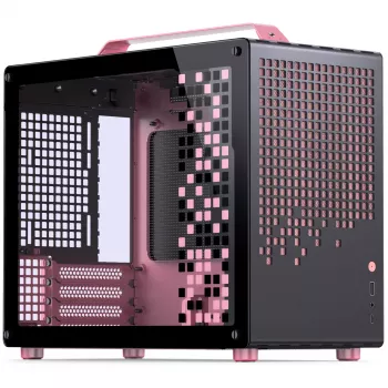 Caixa Jonsplus MATX Handle Case Z20 preto-rosa – caixa Mini/Micro/Flex-ATX com pega de transporte