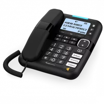 Amplicomms BigTel 1580 telefone DECT mãos-livres, compatível com aparelhos auditivos, repetição de chamada, atendedor de chamadas com indicador LED (ATL1423341)
