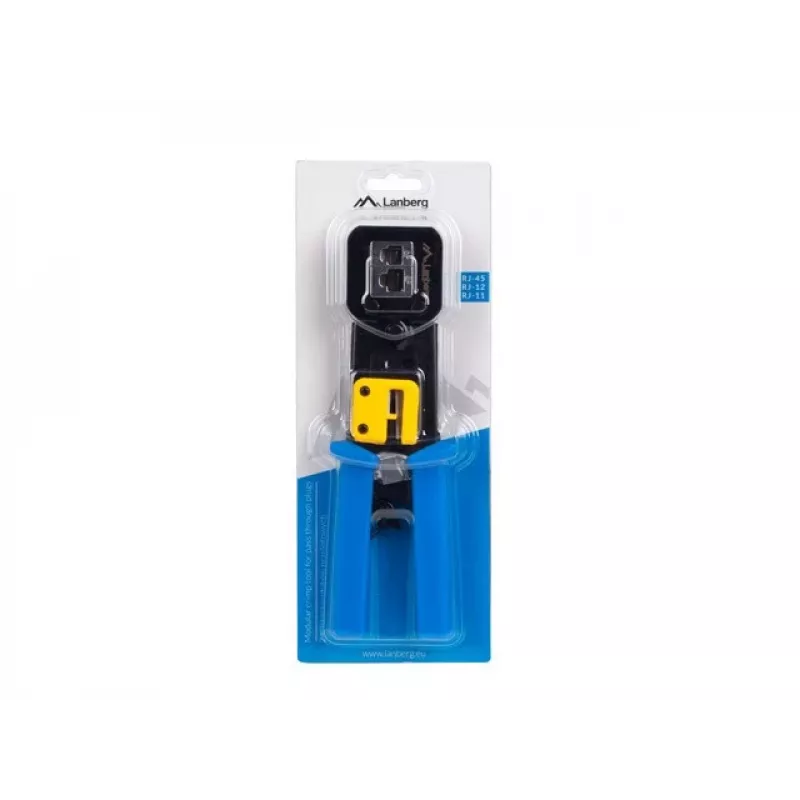 Lanberg NT-0204 alicate de crimpagem para conectores passantes RJ45, RJ12, RJ11, preto/azul