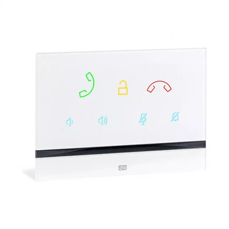 Porteiro 2N Indoor Talk branco — com fios, vidro temperado, montagem na parede, 185×128×48,2 mm