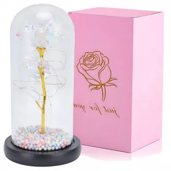 Rosa eterna em vidro Extralink Home, luz LED branca