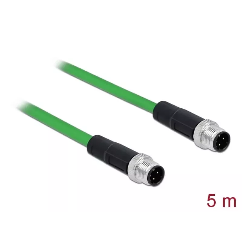 DeLOCK - cabo de rede - M12 (4 pinos) (M) para M12 (4 pinos) (M) - 5,0 m - SF/FTP - sem halogéneos - verde (85920)