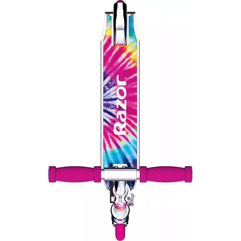 Trotinete infantil Razor A Tie-Dye — trotinete dobrável de alumínio com 2 rodas, guiador ajustável, ABEC-5, carga máx. 65 kg