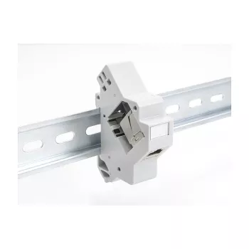 Suporte Keystone snap-in para calha DIN DELOCK 67043 — plástico, ligado à terra, 60×88,2×21,5 mm, cinzento