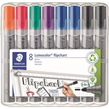 Marcadores para flipchart Staedtler 356 WP8 X, cores sortidas, ponta de 2,0 mm