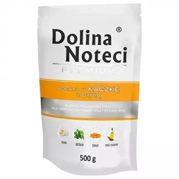 Dolina Noteci Premium rica em pato com abóbora, comida húmida para cães, 500 g