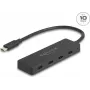 Hub USB Type-C DELOCK 64322 — 4× conectores USB-A, 10 Gbit/s, preto