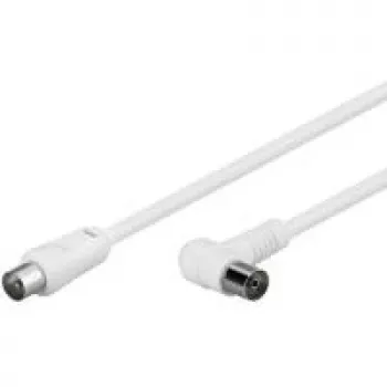 Wentronic Goobay cabo de ligação angular para antena, 100% blindado, branco, 2,5 m - ficha coaxial conector fêmea coaxial 90° (67360)