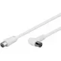 Wentronic Goobay cabo de ligação angular para antena, 100% blindado, branco, 2,5 m - ficha coaxial conector fêmea coaxial 90° (67360)