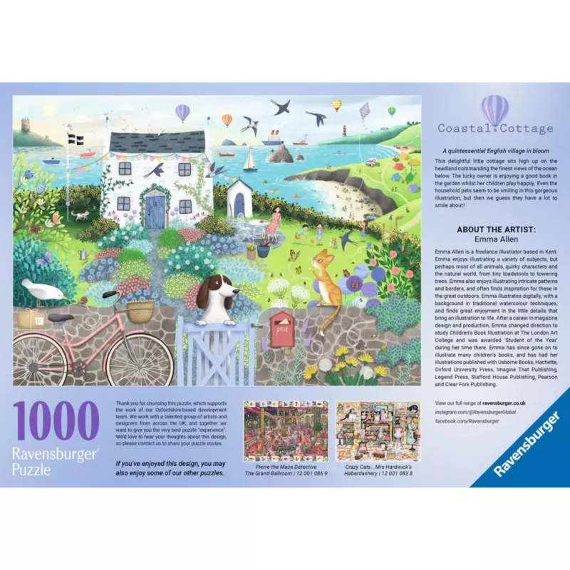 Puzzle Ravensburger Coastal Cottage 1000 peças, 700 mm de largura, 2 mm de espessura
