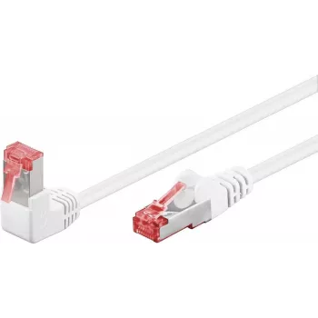 Cabo de rede Goobay CAT 6 1x 90° angular, S/FTP (PiMF), branco, 2 m - patilha de retenção em cima, LSZH isento de halogéneos, cobre (51551)