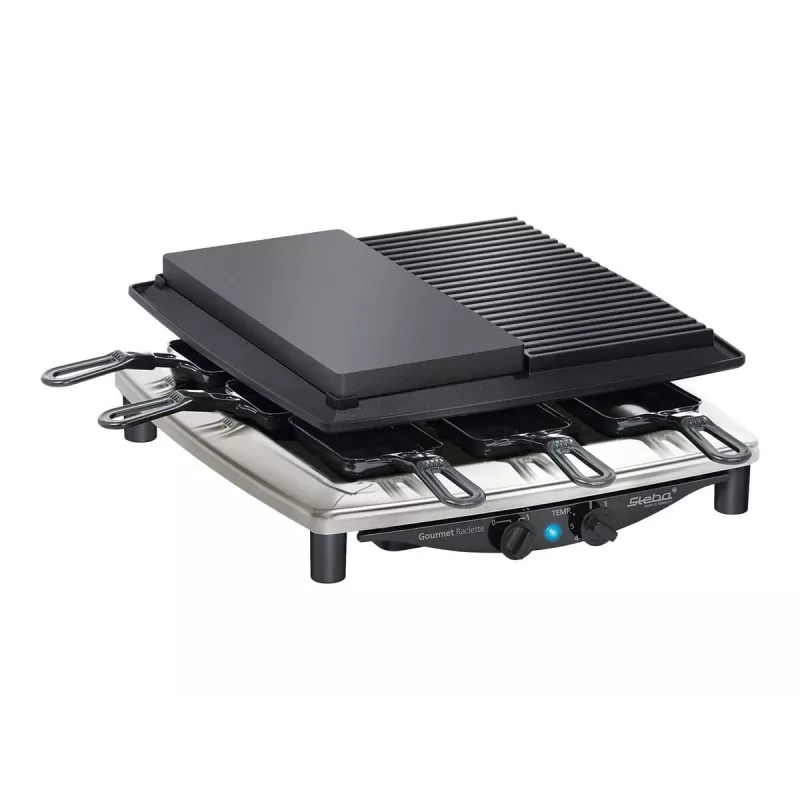 Steba RC 4 Plus Deluxe Chrome grelhador raclette, aço inoxidável/preto