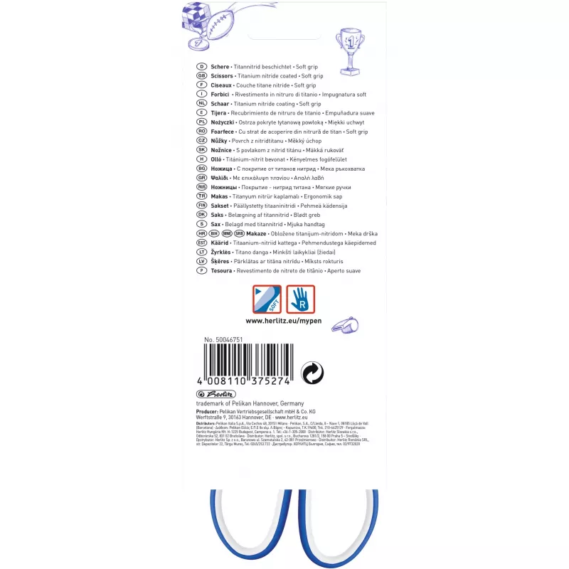 Caneta individual Herlitz my.pen Straight Cut Azul Branco