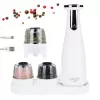 Conjunto de saleiro e pimenteiro Adler AD 4449W aço branco, moinho cerâmico, 150 ml, recarregável USB-C