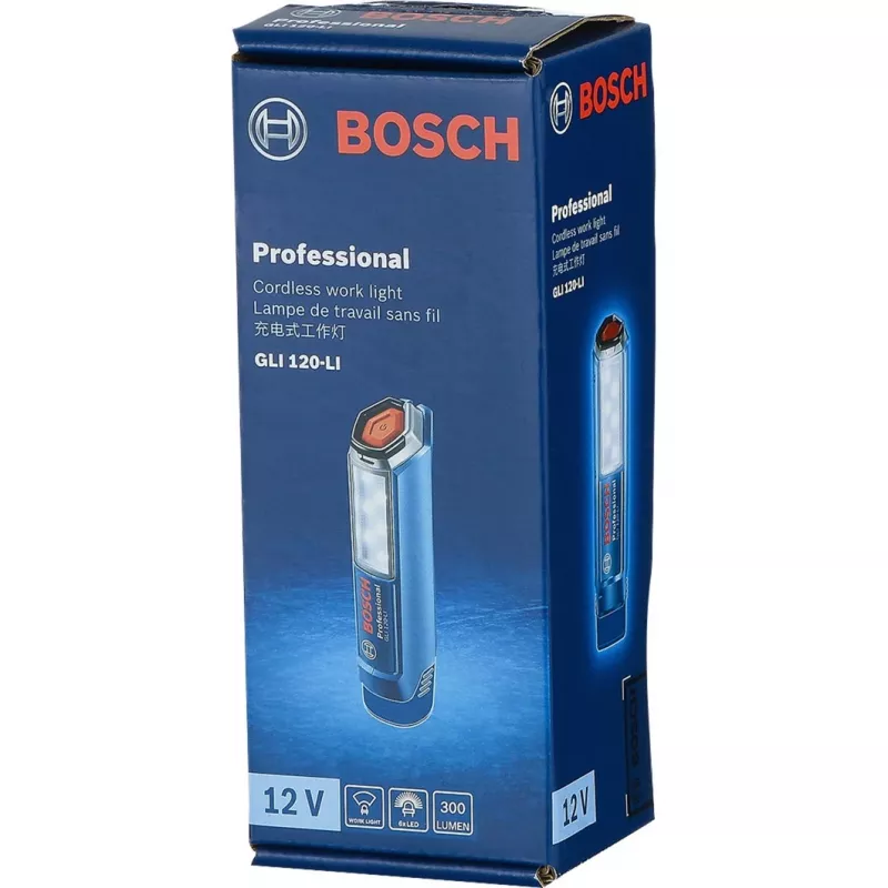 Bosch Professional GLI 12V-300 06014A1000 lâmpada de trabalho a bateria, 300 lm, azul (sem bateria e carregador)