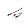 Wentronic Goobay Cabo adaptador jack 3,5 mm/Cinch HQ, Preto, 1,5 m - Ficha jack 3,5 mm (3 polos, estéreo) > 2x fichas Cinch (áudio esquerdo/direito) (51649)