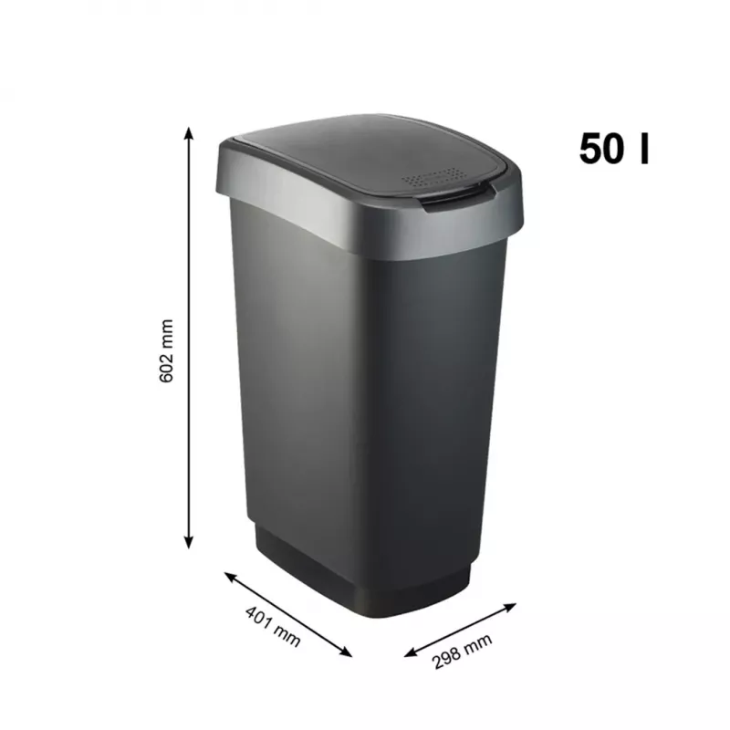Rotho Twist balde do lixo rotativo 50 l, prateado