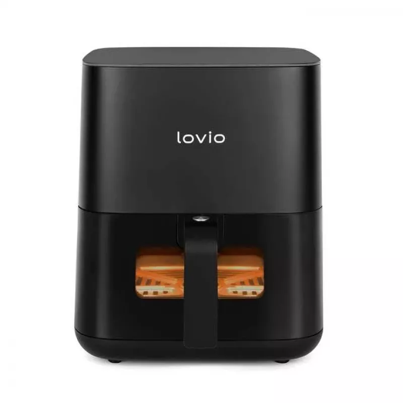 Fritadeira de ar quente Lovio LVAF001BK 5 l preta — fritadeira de ar quente compacta, capacidade de 5 litros