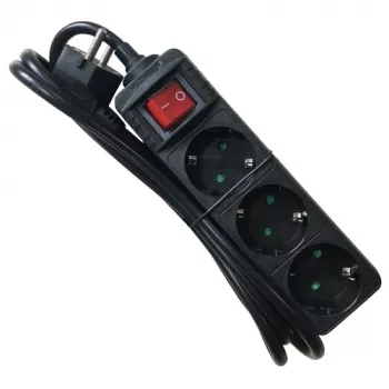 Extensão de energia M-Cab POW0029 1.5m 3 tomadas AC interior preto