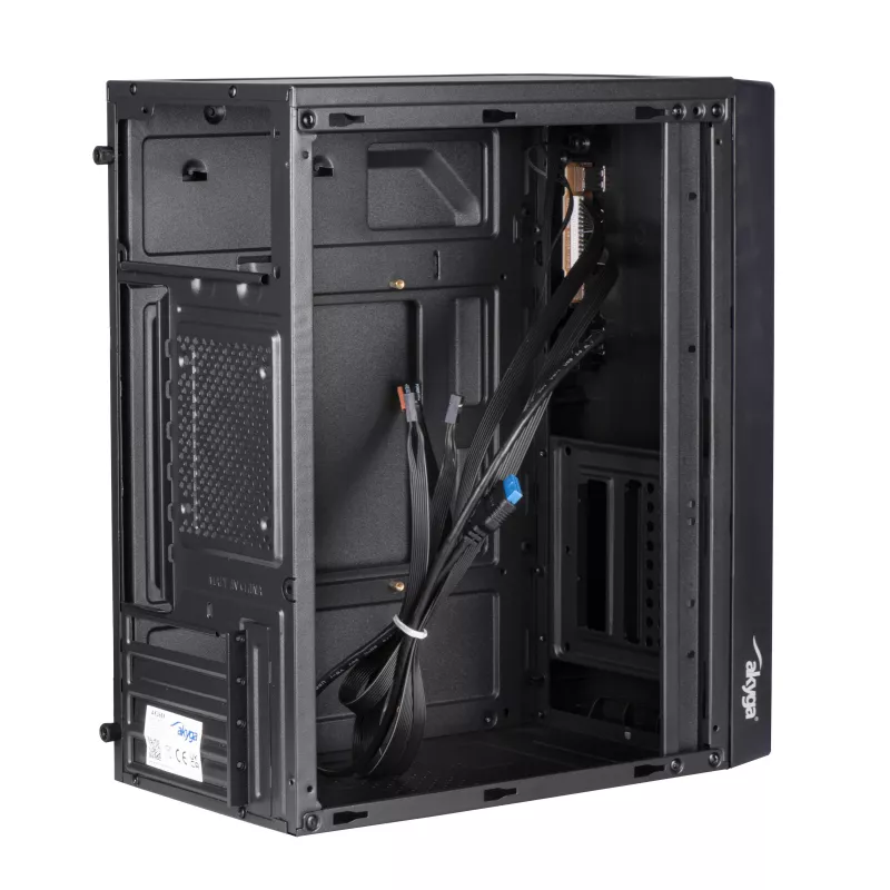 Caixa de PC Micro-ATX Akyga AK35BK, Micro ATX / Flex ATX / Mini ITX, 2x USB 2.0, sem fonte de alimentação, preto