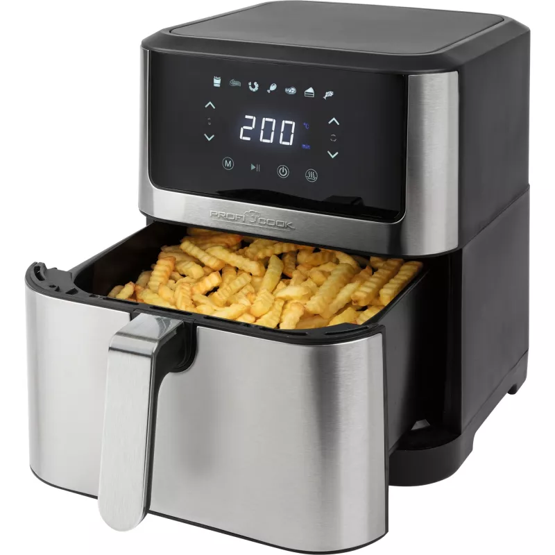 ProfiCook PC-FR 1269 H fritadeira de ar quente, 8 l, 1800 W, 80-200 °C, aço inoxidável/preto