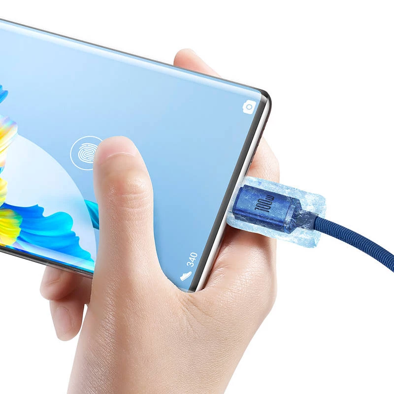 Cabo Baseus Crystal Shine USB para USB-C, 100W, 2m (azul)