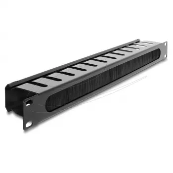 Delock 67628 painel de gestão de cabos de 19" com escova, 1U, preto