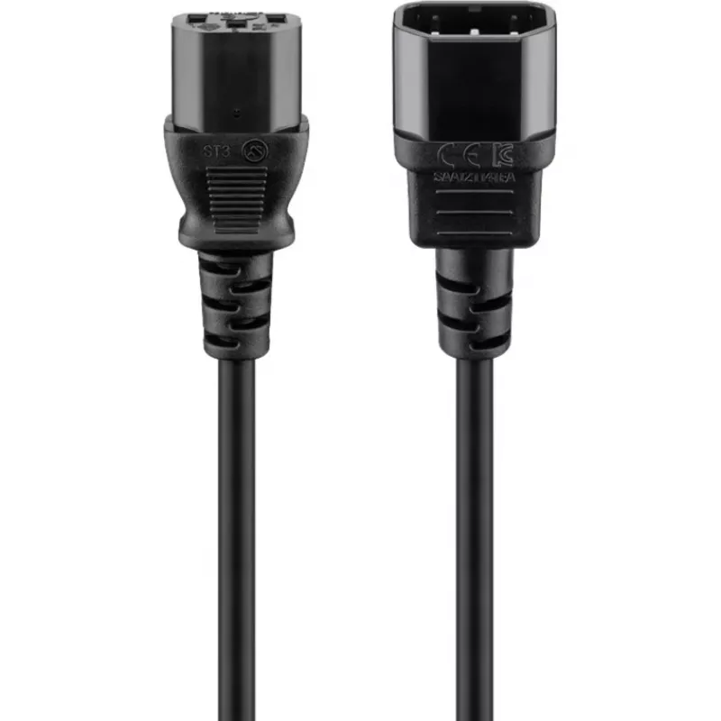 Extensão de cabo de alimentação Goobay Wentronic, 2 m, preto – ficha C14 (ligação de aparelho) > conector fêmea C13 (ligação de aparelho) (50081)