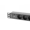 Régua de tomadas LANBERG PDU-03E-0200-BK — 1HE, 3x tomadas Type-E, 220–250 V, 16 A, cabo de 2 m, preto