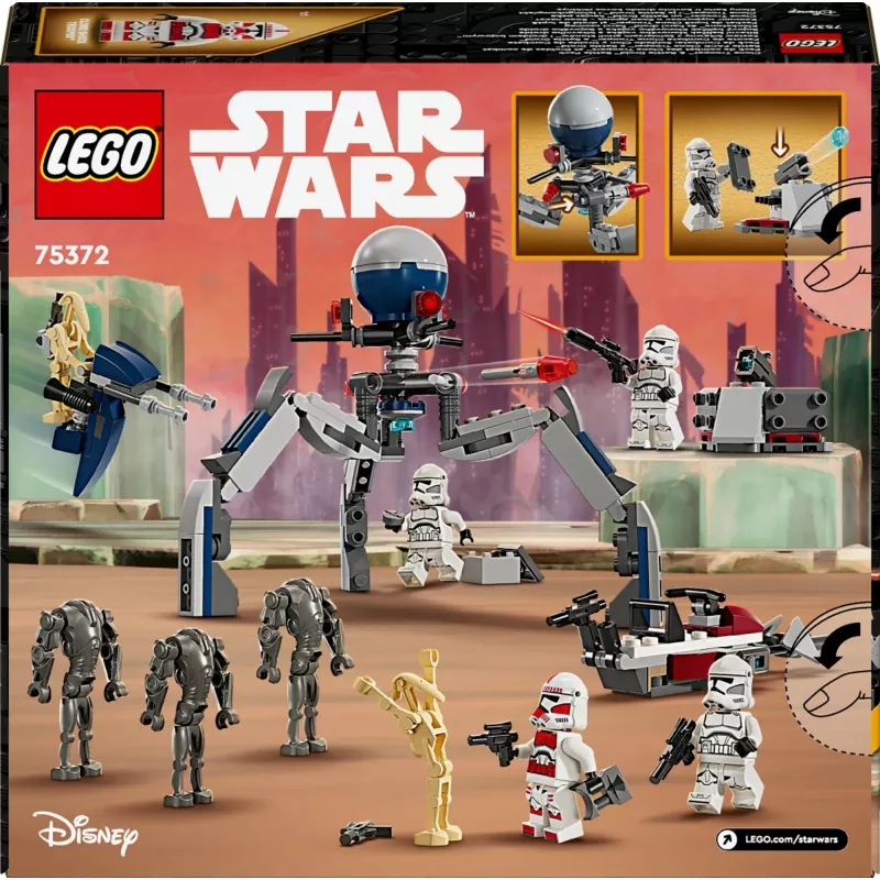 LEGO Star Wars Clone Trooper e Battle Droid Battle Pack Brinquedo de construção para crianças com veículo Speeder Bike, 4 minifiguras e 5 figuras, presente para rapazes