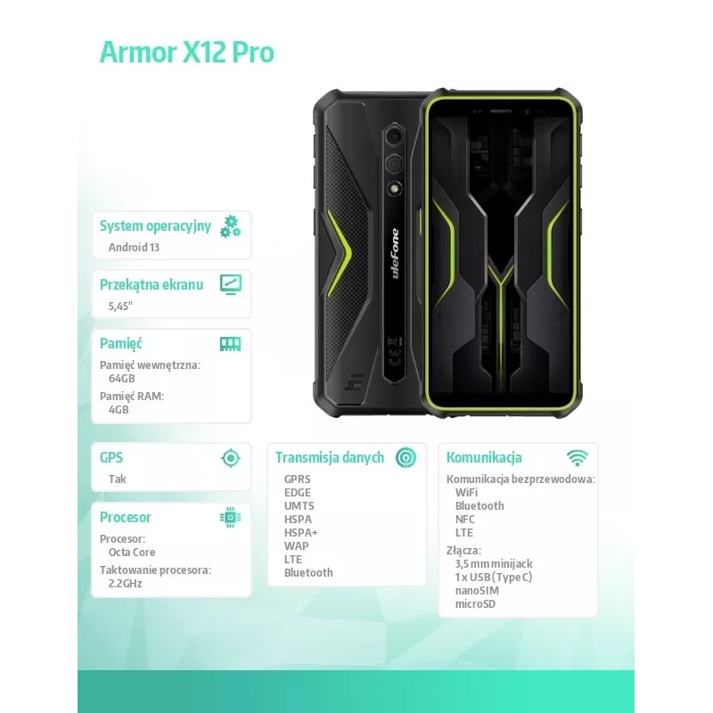 Smartphone Ulefone Armor X12 3GB/32GB sem carregador