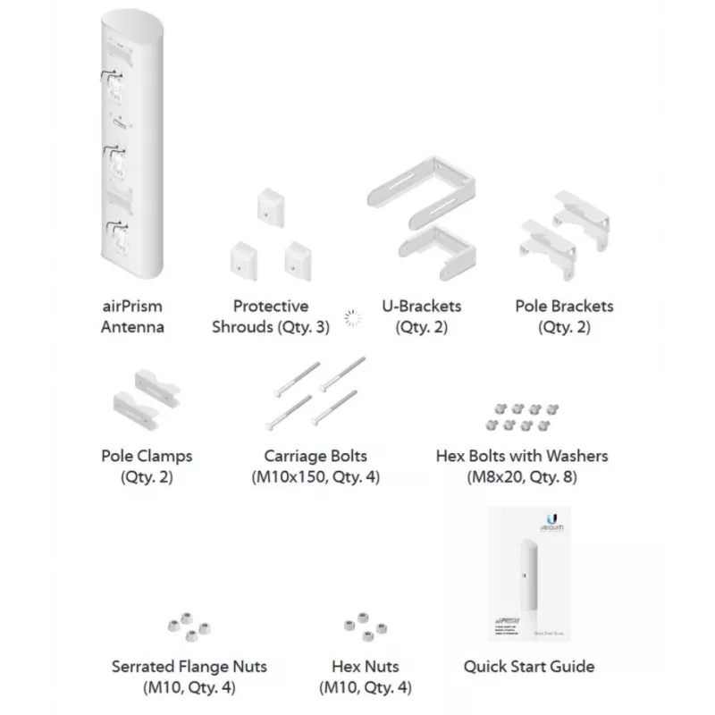 Antena setorial Ubiquiti AP-5AC-90-HD airPrism, 5GHz, 22dBi, 2x2 MIMO, 90° (3x 30°), para Rocket 5AC-PRISM
