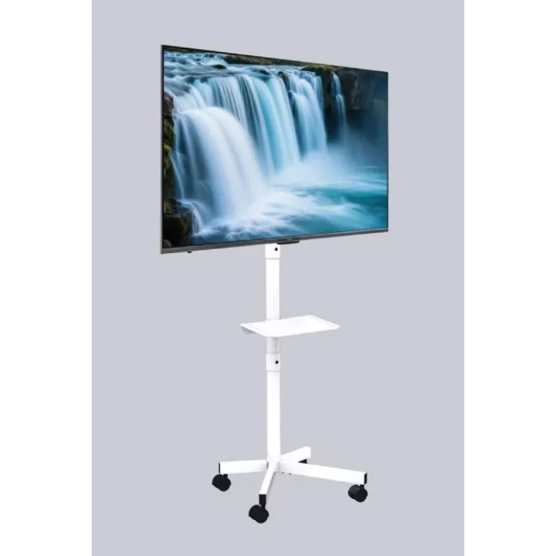 Suporte de chão para TV Gembird com rodas para 32–55 polegadas, branco, VESA 100x100–400x400, 30 kg