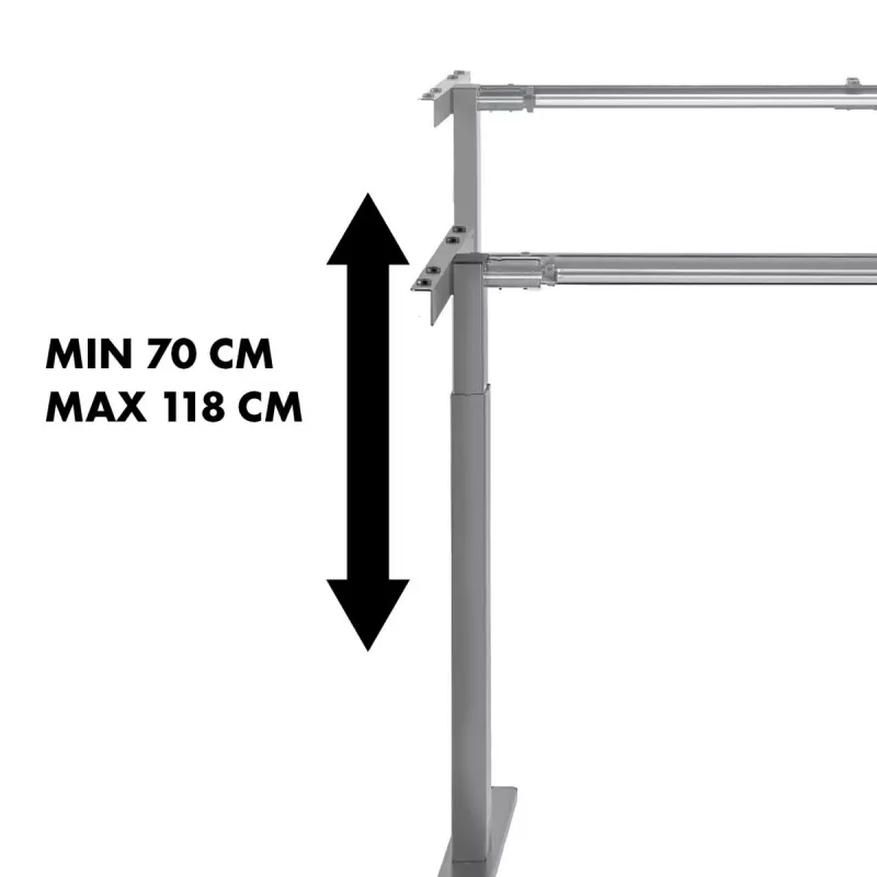 Secretária com regulação manual de altura MACLEAN MC-790NG — carga máx. 60 kg, altura máx. 120 cm