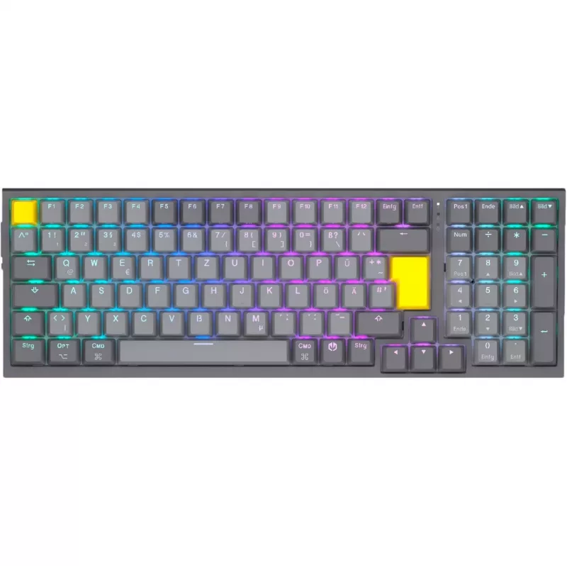 Celeris 1800, teclado gaming cinzento, layout DE, ENDORFY amarelo by Gateron