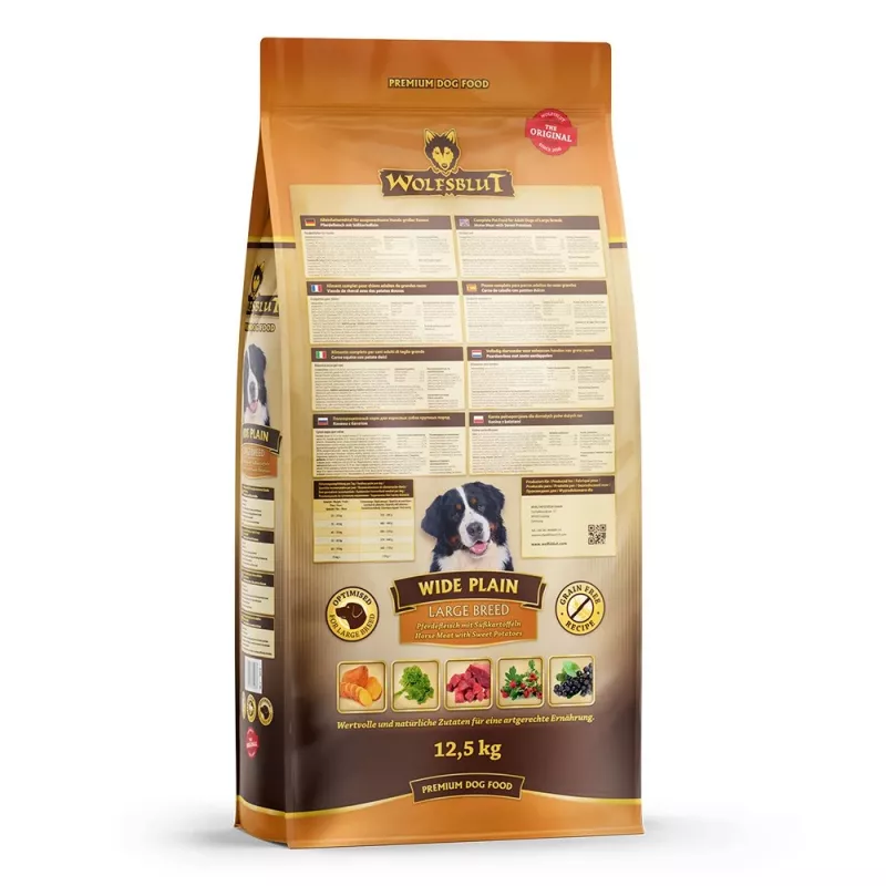 Wolfsblut Wide Plain Large Breed comida seca para cães com cavalo e batata-doce, 12,5 kg