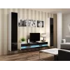 Suporte de TV Cama Meble VIGO NEW 30/180/40, tampo branco, estrutura preta brilhante, 1800×400×300 mm